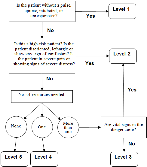 Emergency severity index (ESI) flowchart for assessment of potential stroke victim