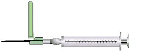 Phlebotomy needle with hinged shield.